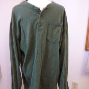 Key Est 1908 Men's Green Long Sleeve Henley Pullover Shirt-Size Large Tall (LT)